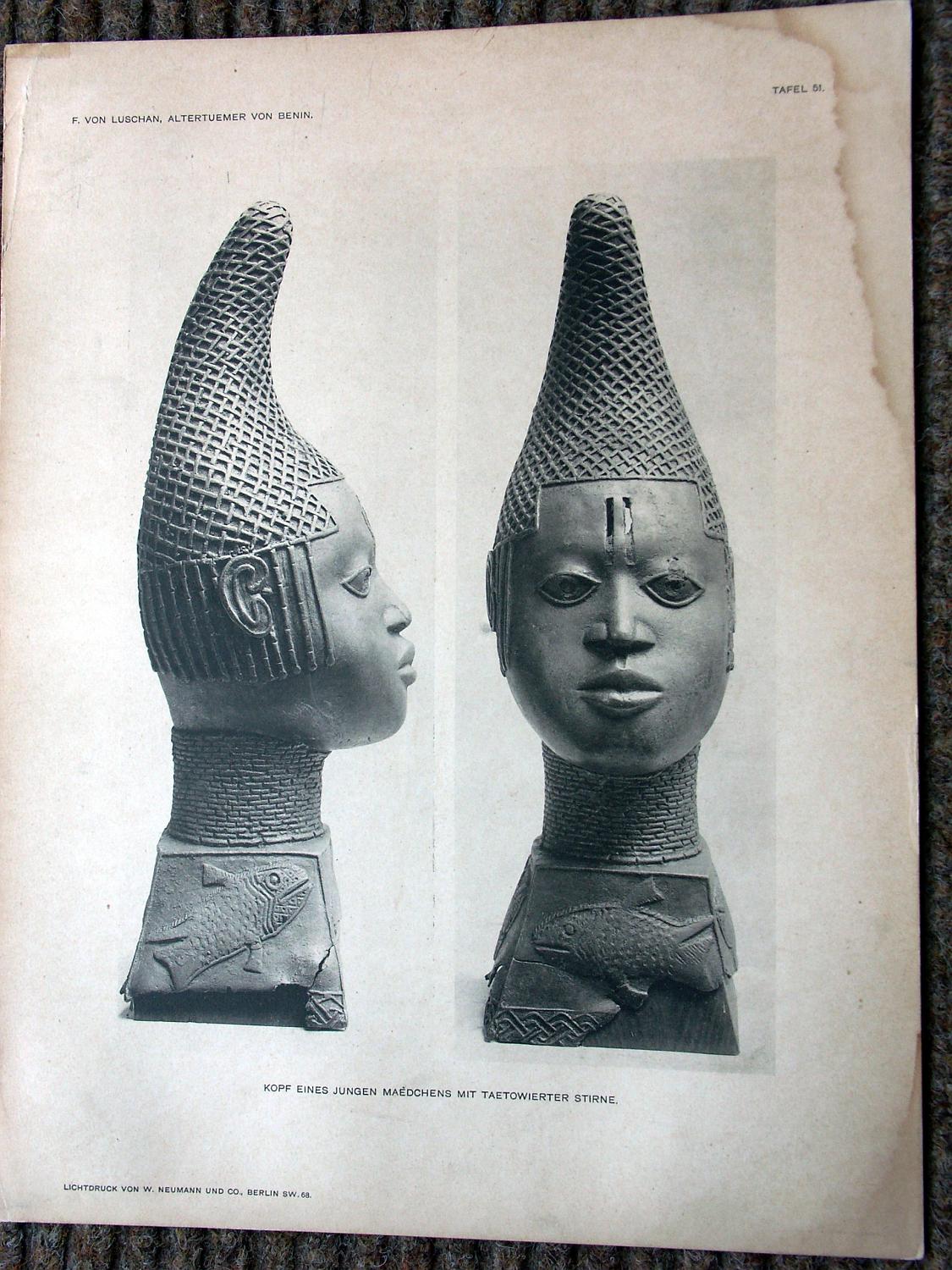 zz-lusc19,tafel 051 benin nigeria,frau-bronze-gedenkkopf